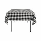 Polyester Gingham Plaid Fabric - White & Lime, 36" X 36" Square Tablecloth, 6" Drop (1 Tablecloth)