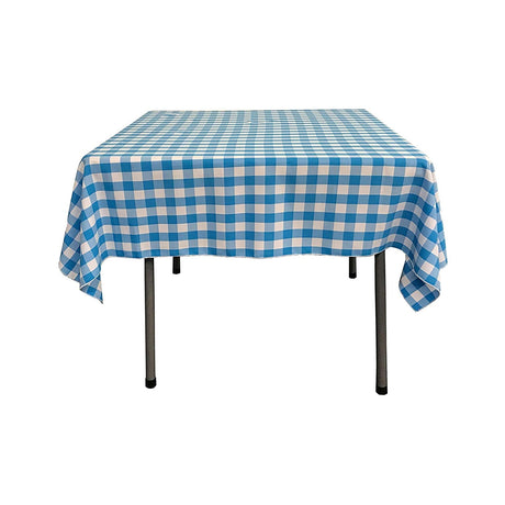 Polyester Gingham Plaid Fabric - White & Lime, 36" X 36" Square Tablecloth, 6" Drop (1 Tablecloth)