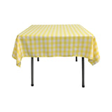Polyester Gingham Plaid Fabric - White & Lime, 36" X 36" Square Tablecloth, 6" Drop (1 Tablecloth)
