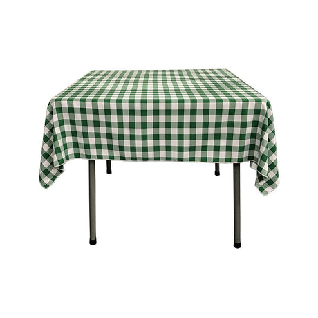 Polyester Gingham Plaid Fabric - White & Lime, 36" X 36" Square Tablecloth, 6" Drop (1 Tablecloth)