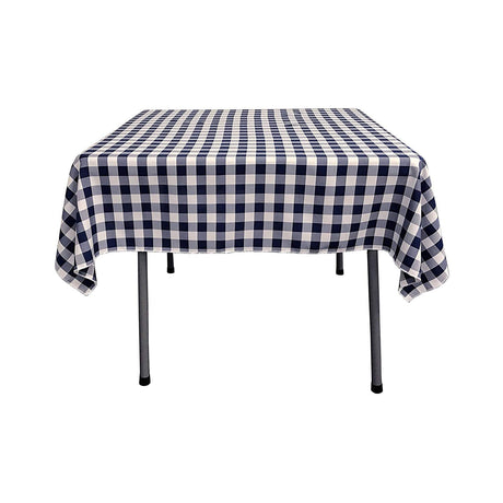 Polyester Gingham Plaid Fabric - White & Lime, 36" X 36" Square Tablecloth, 6" Drop (1 Tablecloth)