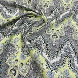 Waverly Palace Sari Cotton Fabric - Elephant, Ivory Background With Black, Light Blue, Light Green Shades And Grey Tones, 54" Width (1 Yard)