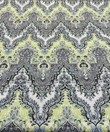 Waverly Palace Sari Cotton Fabric - Elephant, Ivory Background With Black, Light Blue, Light Green Shades And Grey Tones, 54" Width (1 Yard)