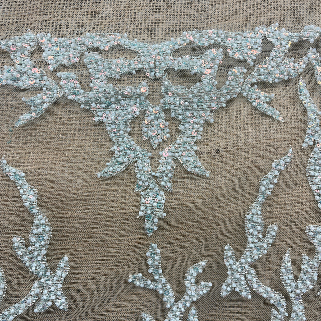 Beaded Lace Fabric Embroidered Mesh