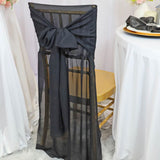 1 Piece Elegant Black Chiffon Chiavari Chair Cover with Attached Sash Perfect for Weddings and Special Events