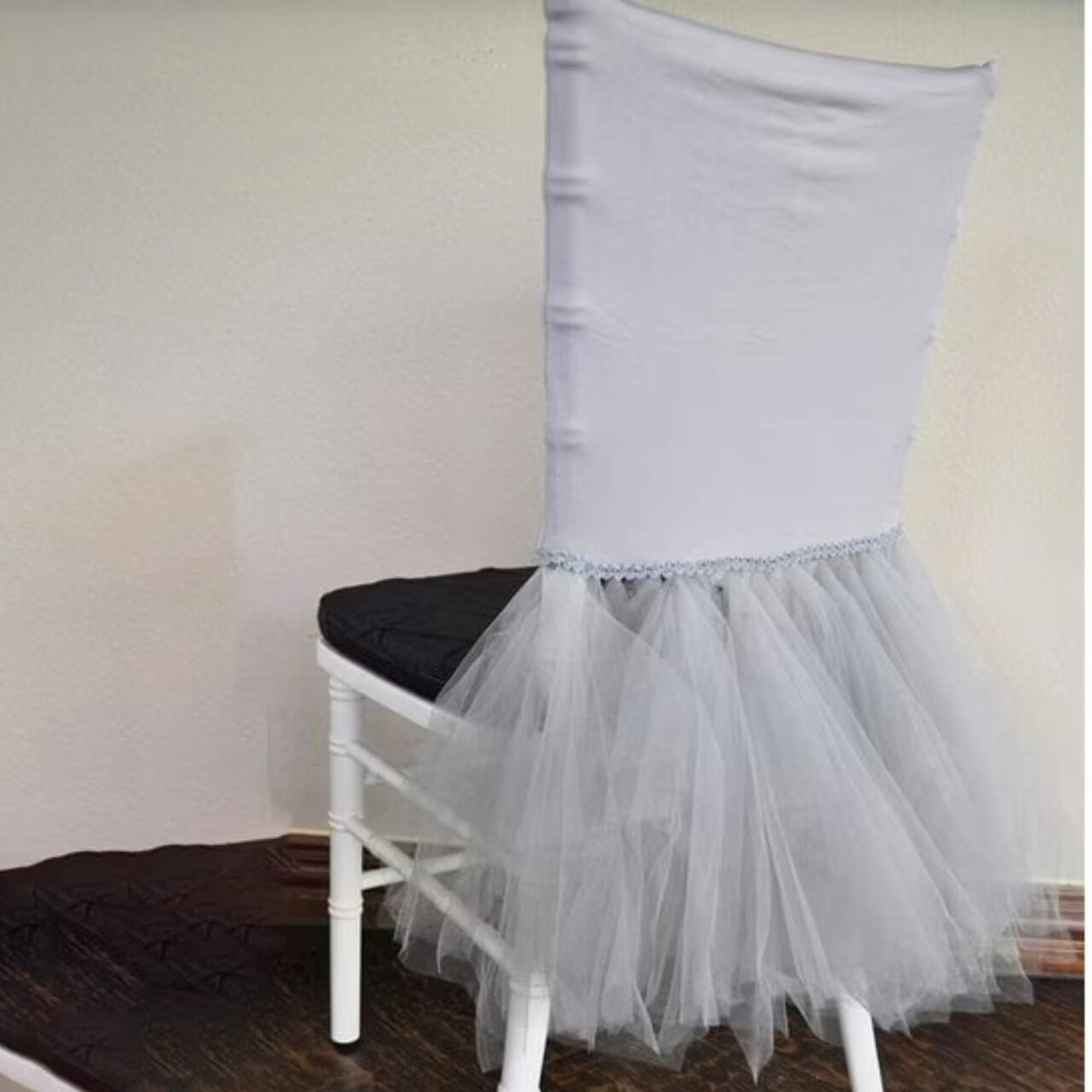 1 Piece White Ballerina Spandex Chiavari Chair Cover Elegant Stretch Fit with Flowing Skirt