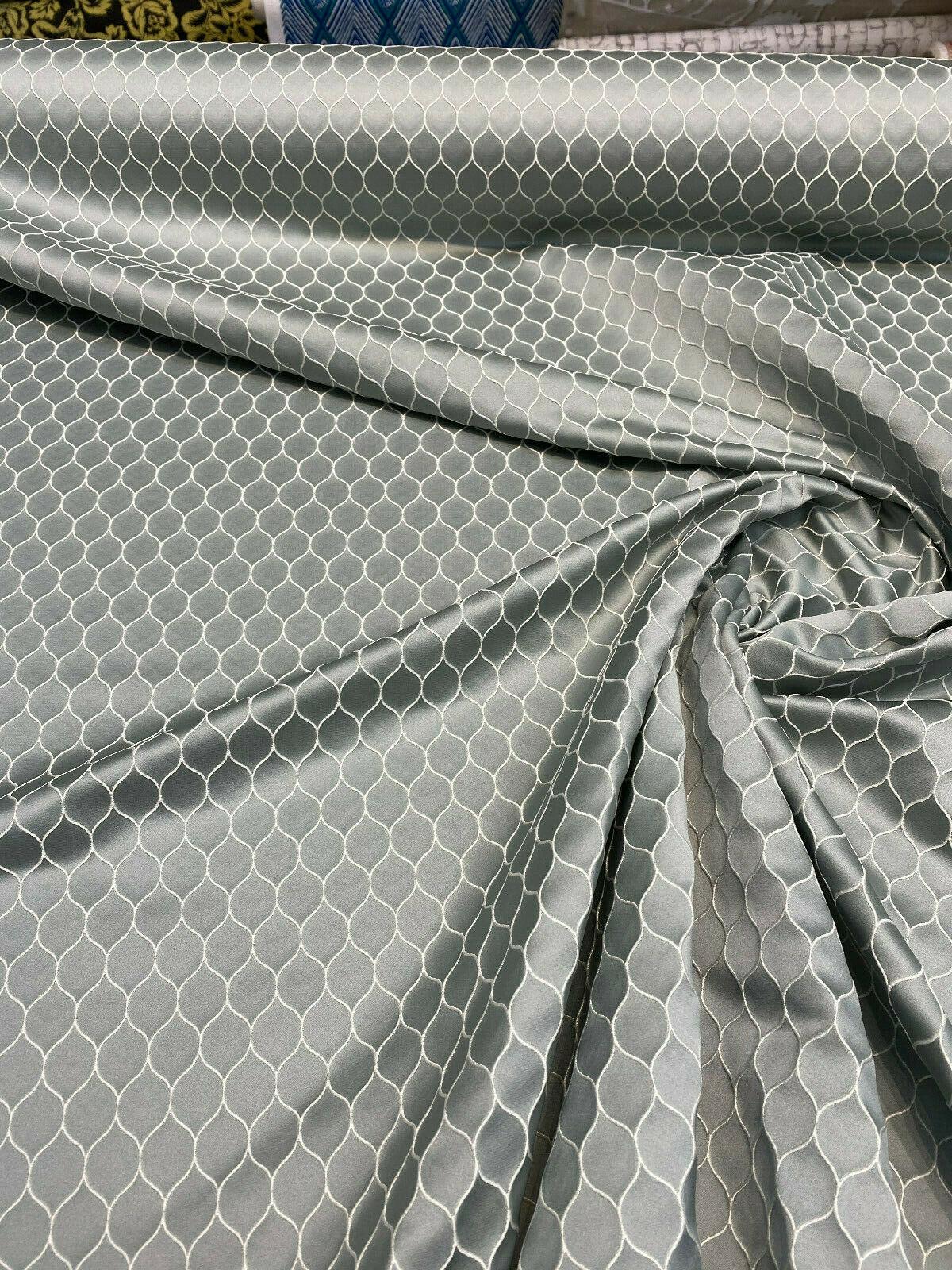 Mermaid Jacquard Polyester Lycra Fabric - Seaglass Blue, Jacquard Pattern, 54" Width (1 Yard)