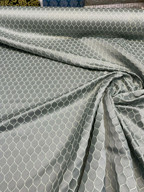 Mermaid Jacquard Polyester Lycra Fabric - Seaglass Blue, Jacquard Pattern, 54" Width (1 Yard)