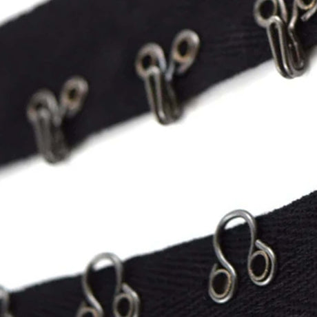 Black and Gunmetal Hook and Eye Tape 7/8" Heavy Duty Cotton Twill Trim with Metal Closures