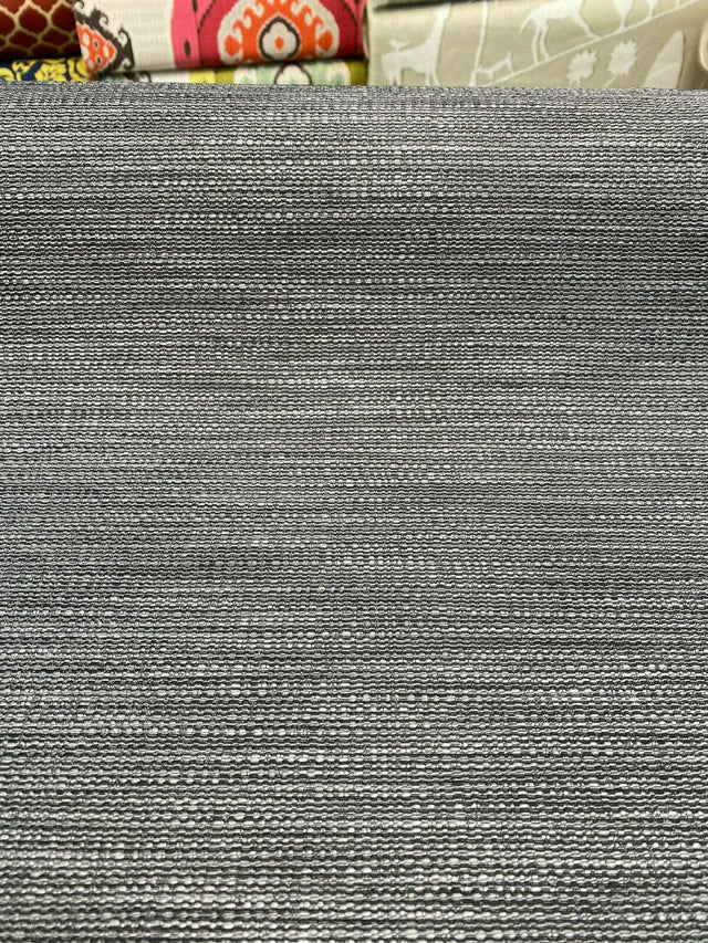 Dapper Charcoal Rayon Polyester Upholstery Fabric - Dark Grey Textured, 55" Width (1 Yard)