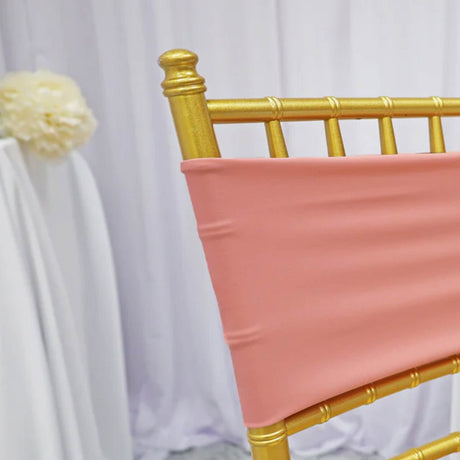 10 Pieces Soft Stretch Rose Pink Spandex Chair Bands 7 x 13 Inches