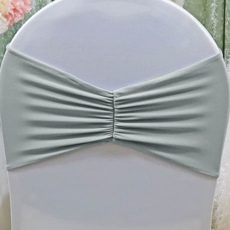 10 Pieces Silver Ruffled Spandex Chair Bands for Modern Event Styling 8x13 inches