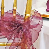 10 Pieces Plum Organza Chair Sashes 8"x108" Sheer Elegant Event Decor