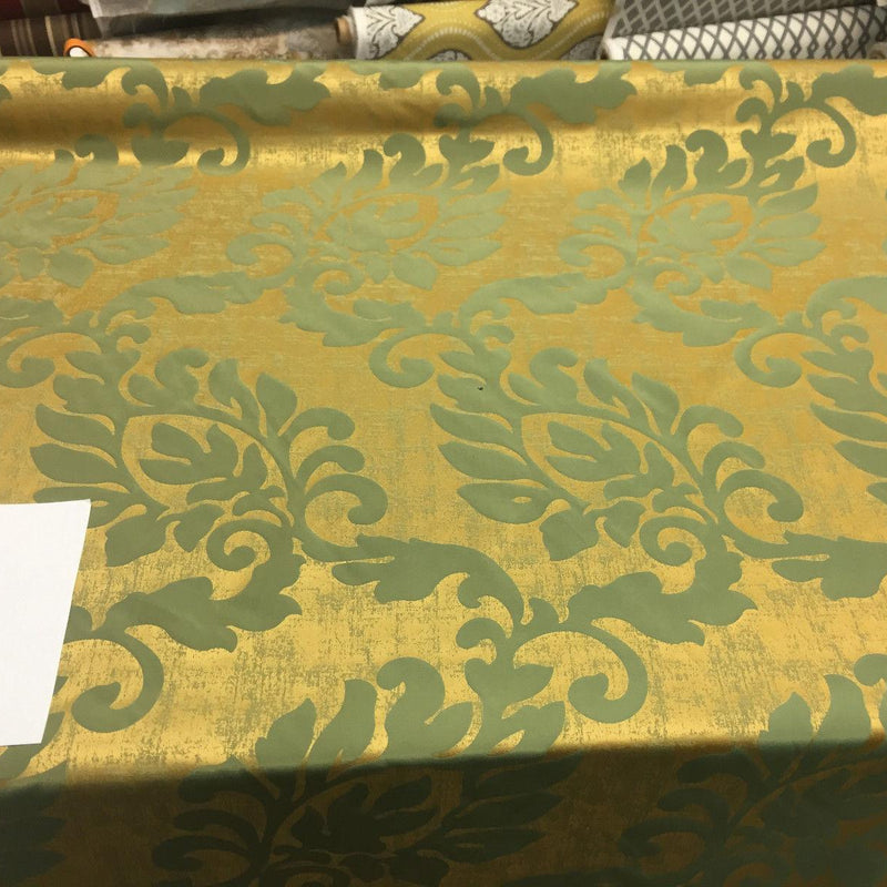 Fabricut Green Gold Jacobean Reversible Drapery Fabric - Green Gold Jacobean Reversible, 56" Width (1 Yard)