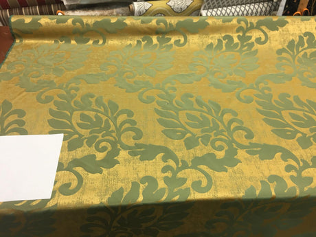 Fabricut Green Gold Jacobean Reversible Drapery Fabric - Green Gold Jacobean Reversible, 56" Width (1 Yard)