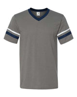 V-Neck Jersey with Striped Sleeves