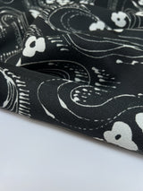 Polyester Crepe Printed Black White Floral