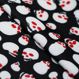 Skull Tricot Polyester Spandex Fabric - Red-White, Black-White, Black-Red, Skull Pattern, 58-60" Width, 240 GSM (1 Yard)