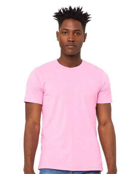BELLA + CANVAS Crewneck Short Sleeve CVC Jersey Tees in Heather Prism Lilac