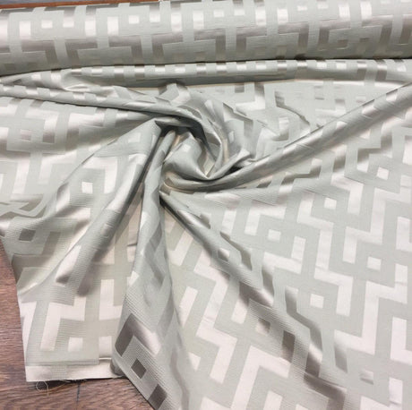 P Kaufmann Sage Puzzled Raised Jacquard Cotton Polyester Fabric - Contemporary Geometric, Sage, 6" Horizontal Repeat, 6.25" Vertical Repeat (1 Yard)