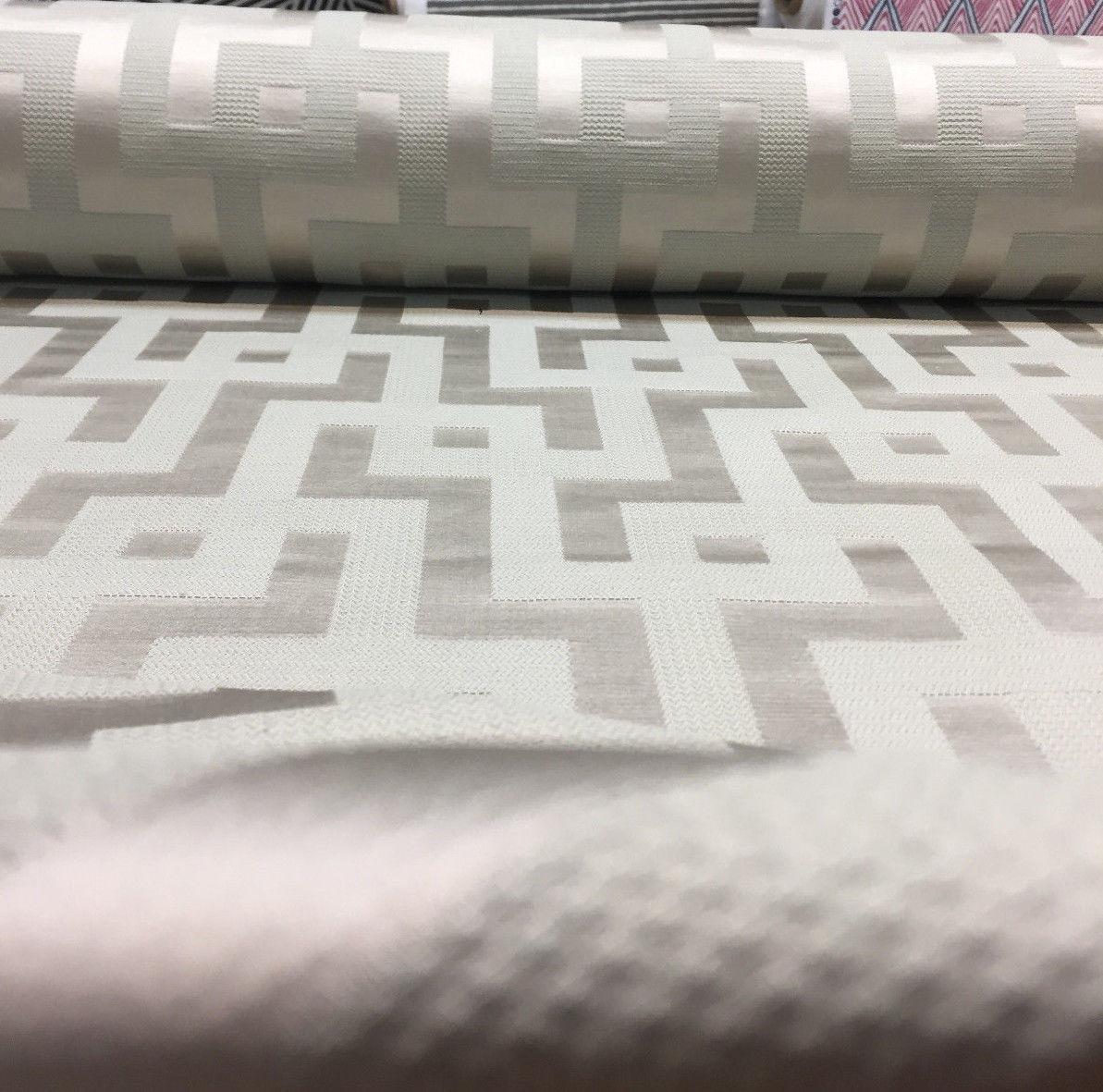 P Kaufmann Sage Puzzled Raised Jacquard Cotton Polyester Fabric - Contemporary Geometric, Sage, 6" Horizontal Repeat, 6.25" Vertical Repeat (1 Yard)