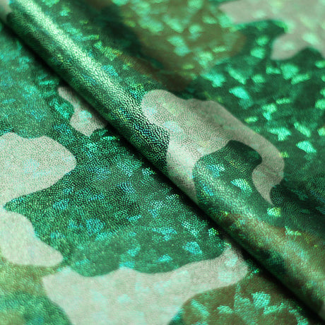 Camo Collage Polyester Spandex Fabric - Green Camouflage Print, 58/60" Width, 240 GSM (1 Yard)