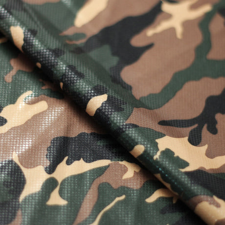Camo Classic Poly Spandex Fabric - Green/Brown Camouflage Print, Four-Way Stretch, 58/60" Width, 240 GSM (1 Yard)
