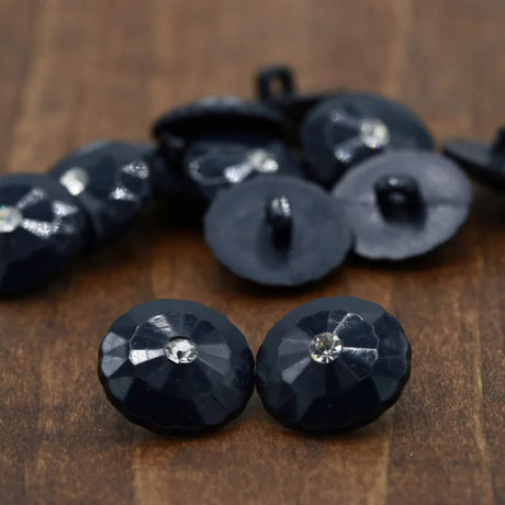 4 Pc Black Etched Rhinestone Shank Buttons for Sewing and Crafts