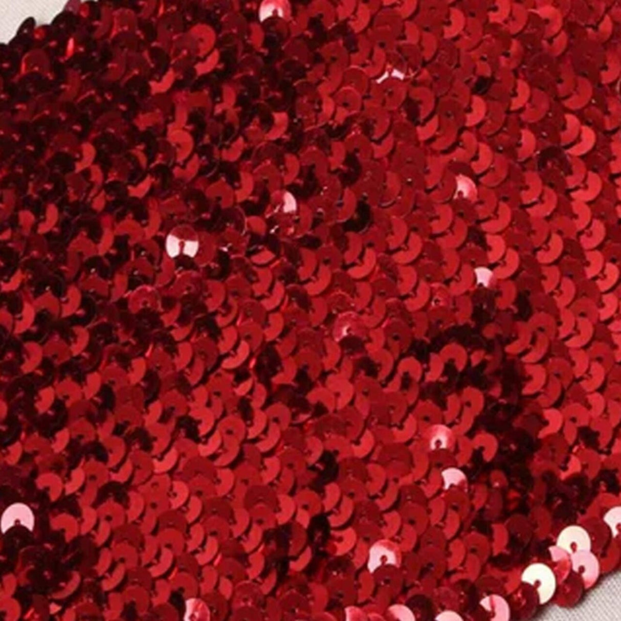 1 Yard 6" Red Stretch Sequin Ribbon Trim