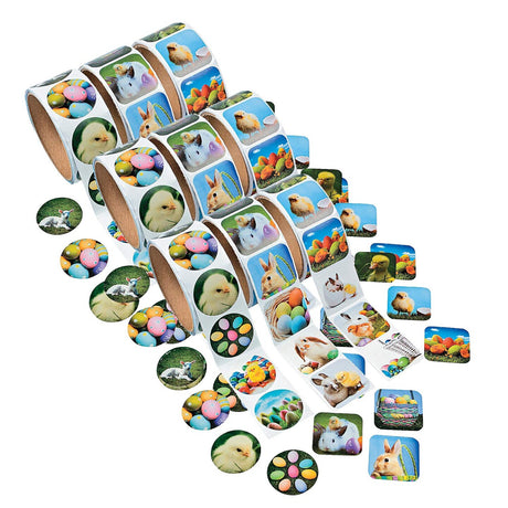 Bulk 300 Pieces Easter Stickers Assortment 3 Rolls