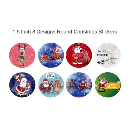 Wrapables Christmas Stickers Label Roll Holiday Stickers 500 Pc Reindeer & Santa