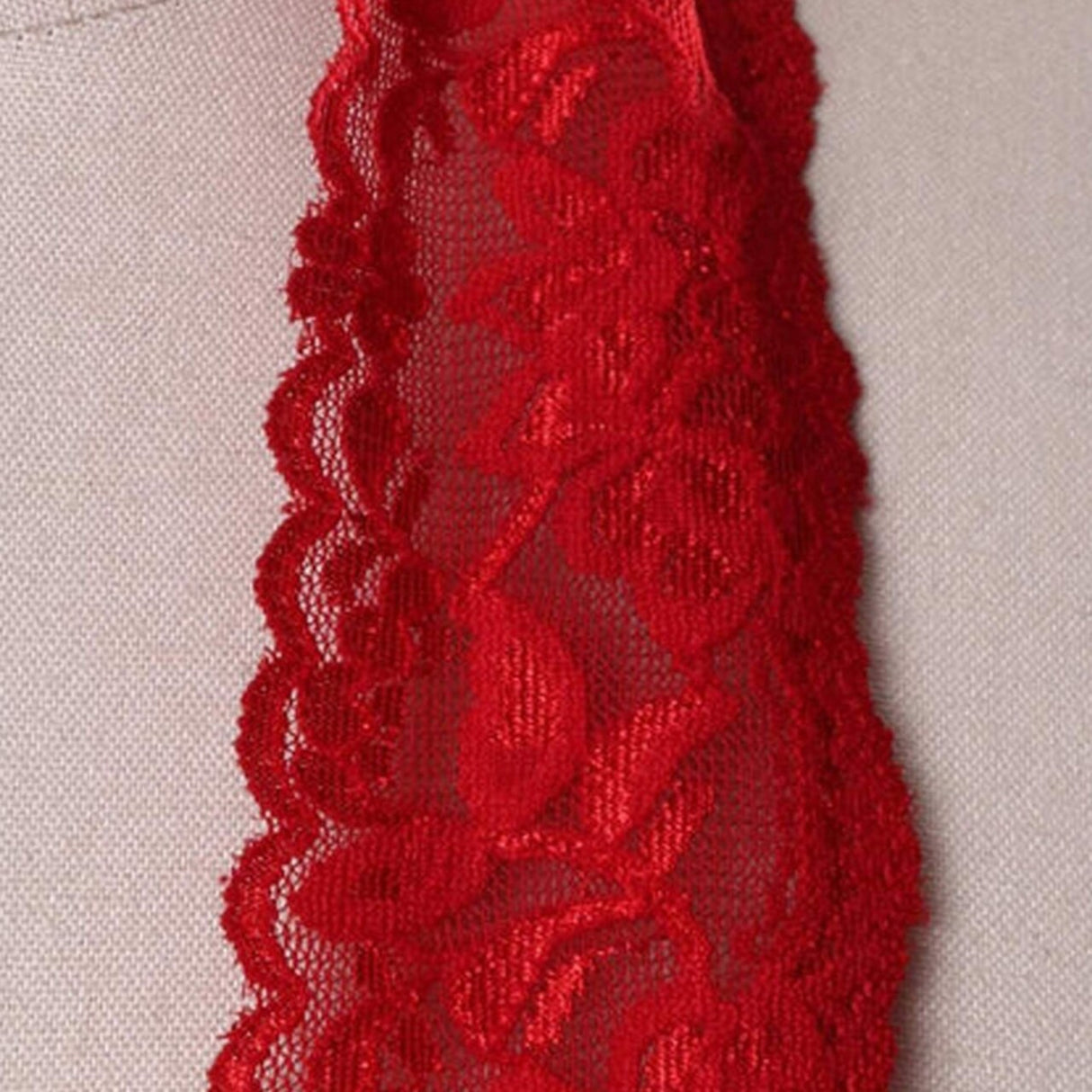 2 Yards Candy Apple Red Stretch Lace 2" Wide Floral Elastic Trim for Lingerie, Overlays & Accents