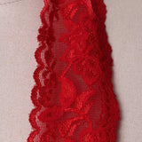 2 Yards Candy Apple Red Stretch Lace 2" Wide Floral Elastic Trim for Lingerie, Overlays & Accents