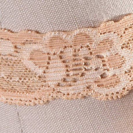 2 yards Light Peach Stretch Lace Trim 1" Floral Elastic Ribbon for Sewing, Lingerie & Craft Projects
