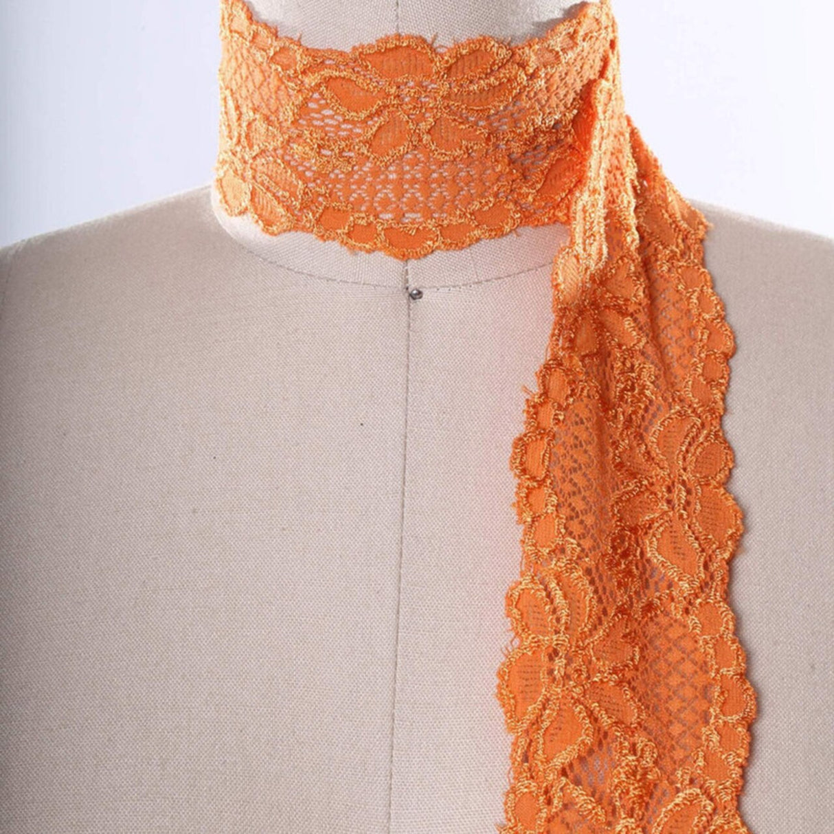2 Yards Monarch Orange Wide Stretch Lace Trim 2.5" Floral Elastic for Sewing, Lingerie & DIY Crafts