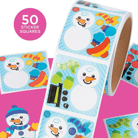 2" x 2" Mini Dress-a-Snowman Paper Sticker Roll 50 Pc