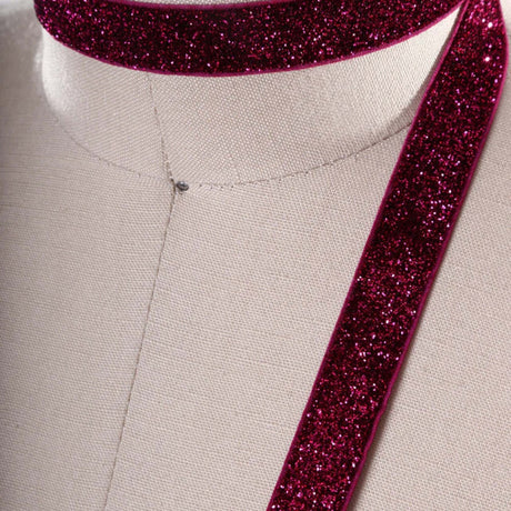 2 Yards Magenta Glitter Elastic Trim 5/8" Shiny Stretch for Headbands & Crafts