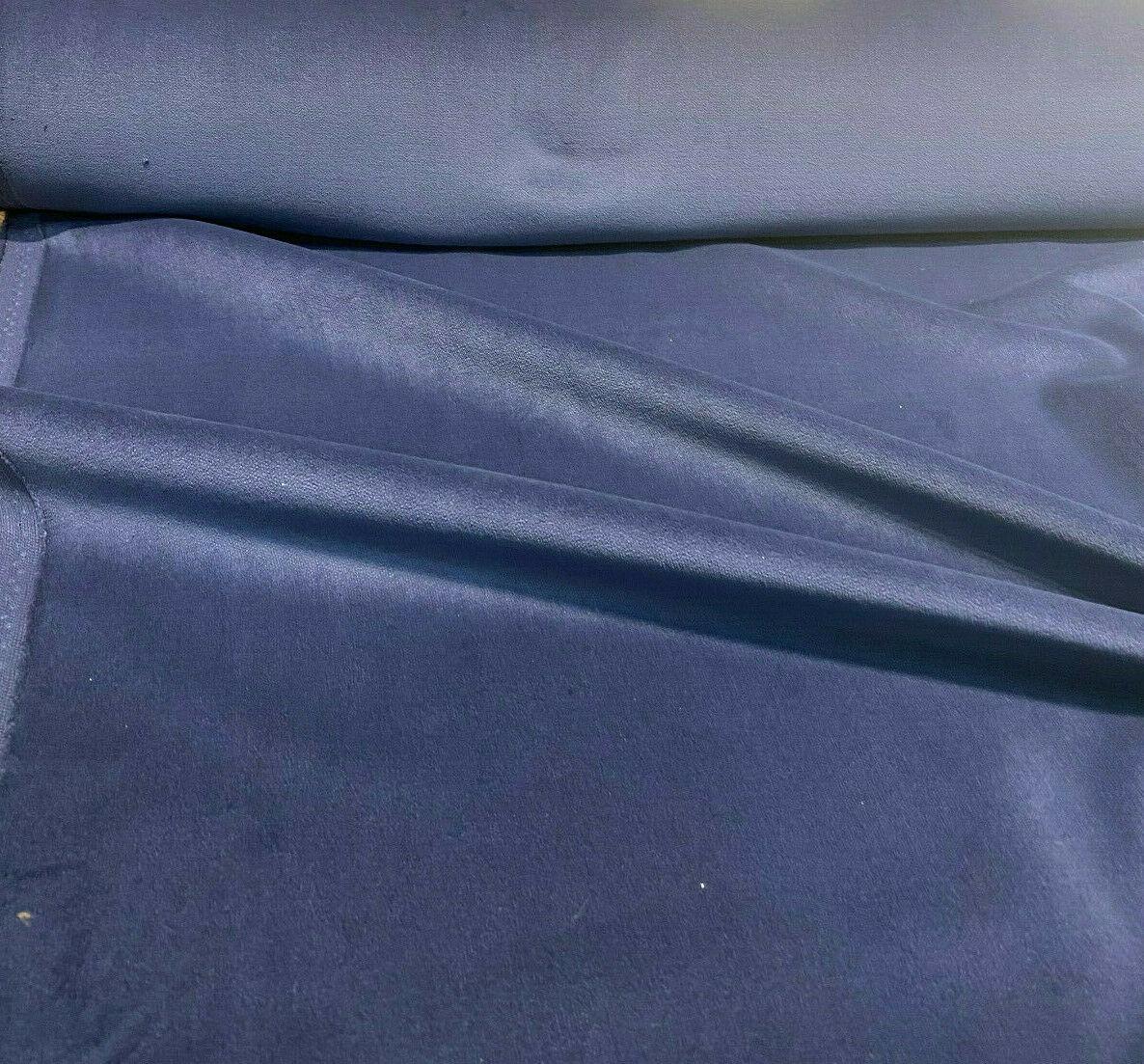 Princess Cotton Velour Cotton Fabric - Navy Blue, Velvet FR, 54" Width (1 Yard)