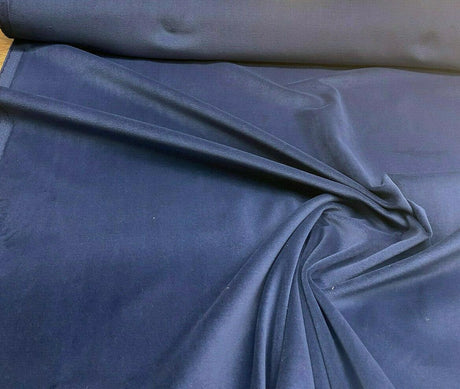 Princess Cotton Velour Cotton Fabric - Navy Blue, Velvet FR, 54" Width (1 Yard)