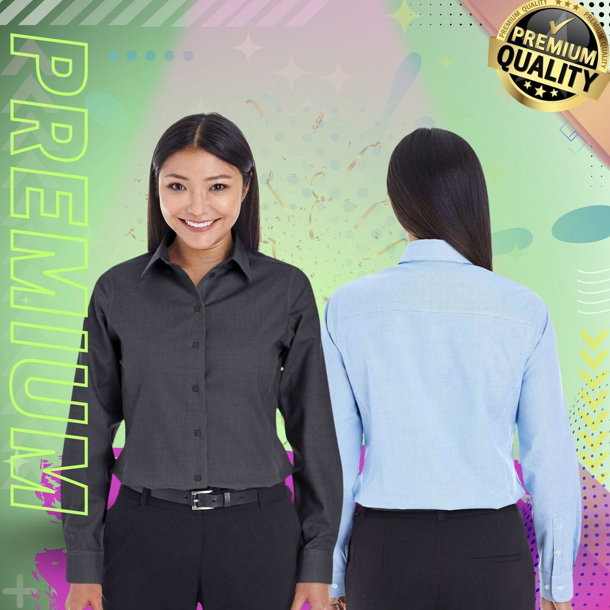 Devon & Jones® Women’s Classic Dobby Dress Shirt Tailored Fit Non-Iron Office & Formal Style