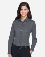 Devon & Jones® Women’s Solid Stretch Twill Woven Dress Shirt Non-Iron Professional Shirting with Flattering Fit