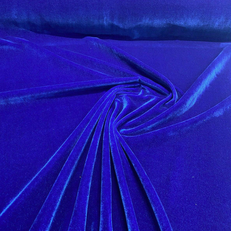 Empress Blue Synthetic Velour Velvet Fabric - Blue, High-Napped, 54" Width (1 Yard)