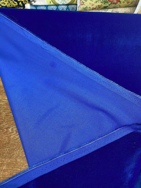 Empress Blue Synthetic Velour Velvet Fabric - Blue, High-Napped, 54" Width (1 Yard)