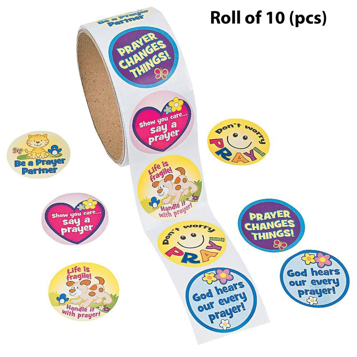 Religious Prayer Stickers Roll Vibrant stickers that add personality 11/2 inches