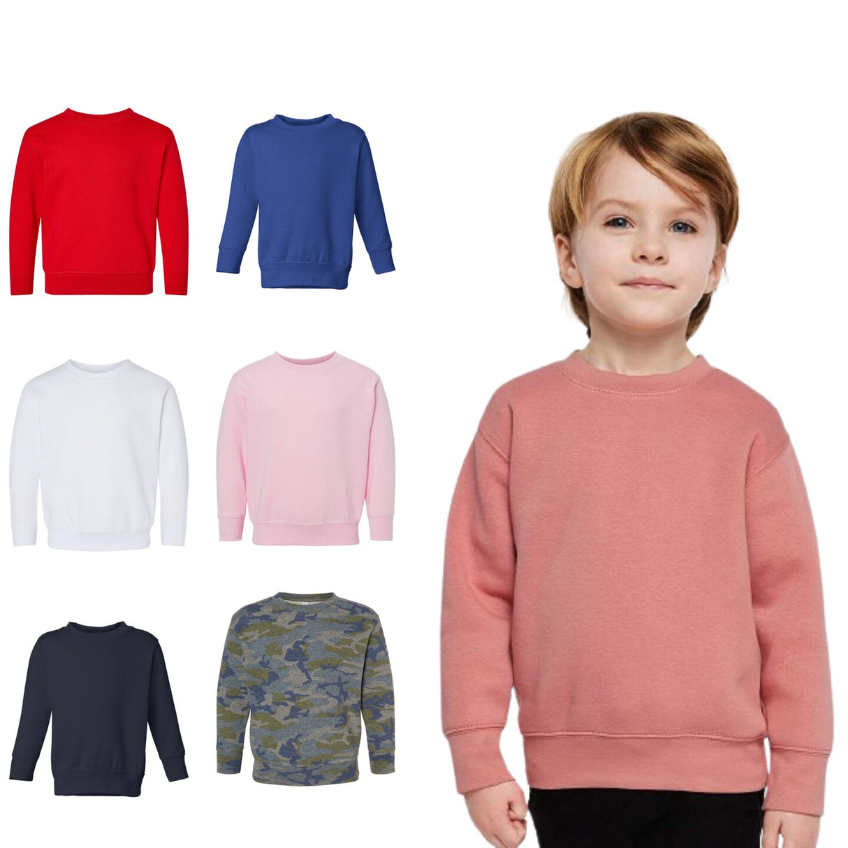 RADYAN® Toddler Fleece Crewneck Long Sleeve Sweatshirt - 3317