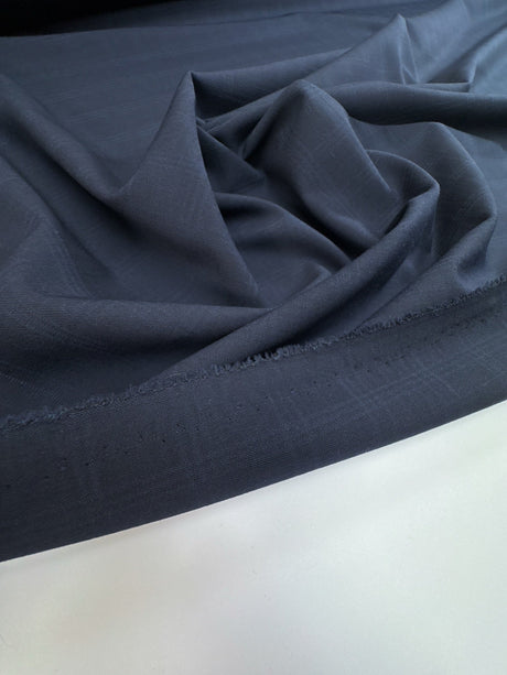 Checked Blue and Black Twill Suit Fabric