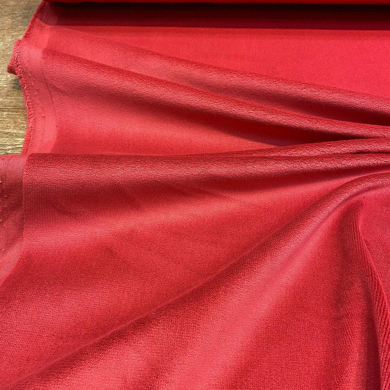 Memorable Velour Cotton Velvet Fabric - Cherry Red, FR, 54" Width, 25 Oz (1 Yard)