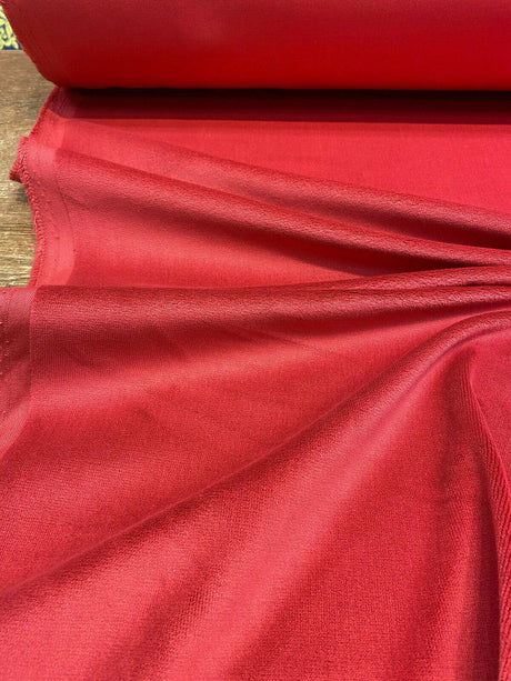 Memorable Velour Cotton Velvet Fabric - Cherry Red, FR, 54" Width, 25 Oz (1 Yard)