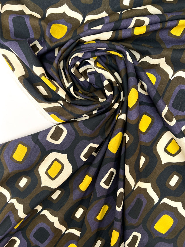 Cotton Batiste Printed Blue Geometric