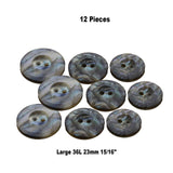12 Pieces 23mm Gray Marble Shell Buttons 2-Hole Faux Shell Plastic Sewing Buttons